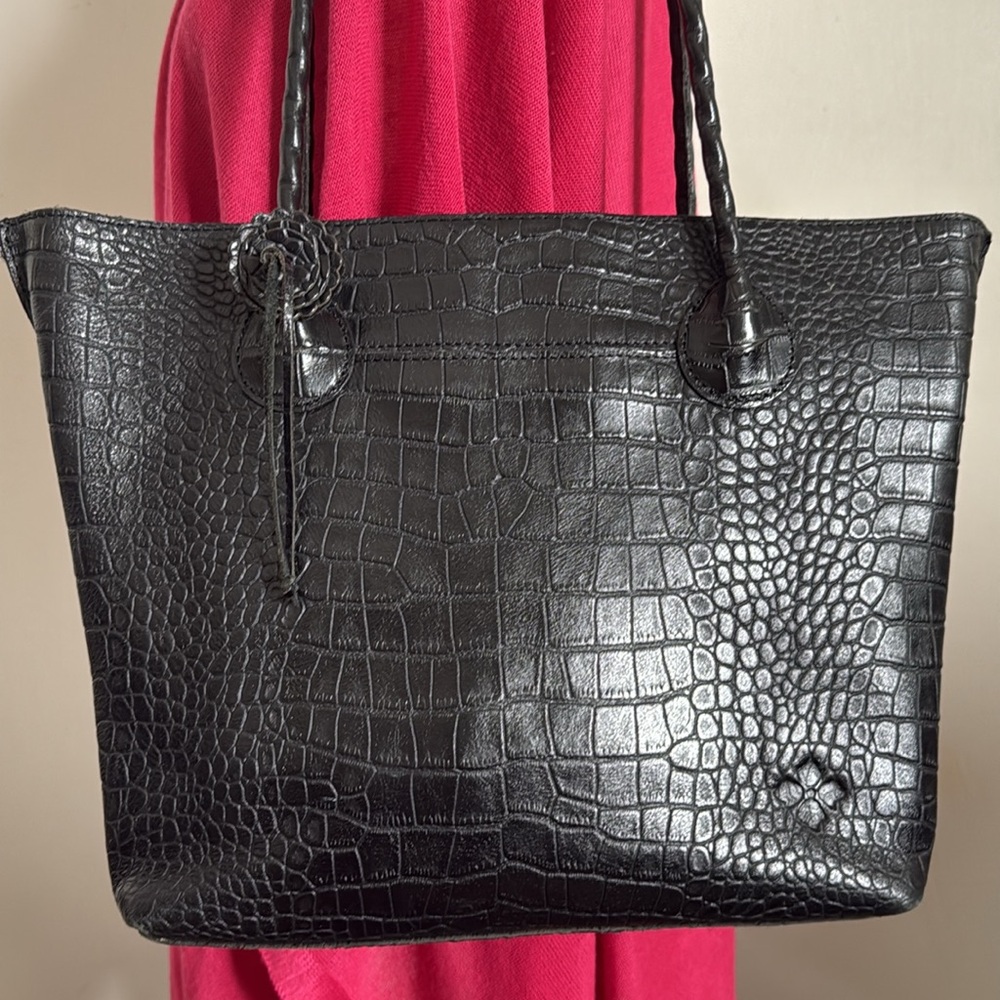 Patricia Nash Black Croc-Embossed Leather Tote - Picture 2 of 14